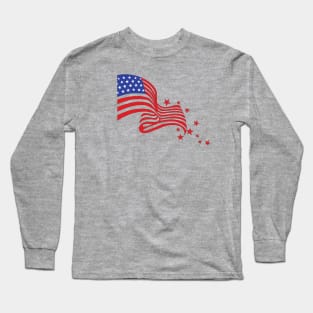 USA Flag and Stars Long Sleeve T-Shirt